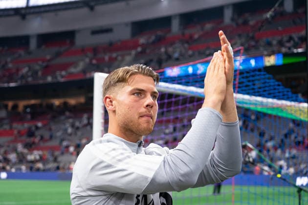 VANCOUVER, CANADA - AUGUST 1: Isaac Boehmer of Vancouver Whitecaps FC acknowledges fan supporters after the Major League Soccer match between Vancouver Whitecaps FC and Los Angeles FC at BC Place Stadium on August 1, 2026 in Vancouver, British Columbia, Canada.  Copyright: xAmyxElle SPPx Sportspressphoto_SPR199401