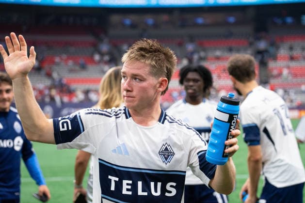 VANCOUVER, CANADA - AUGUST 1: Tate Johnson of Vancouver Whitecaps FC acknowledges fan supporters after the Major League Soccer match between Vancouver Whitecaps FC and Los Angeles FC at BC Place Stadium on August 1, 2026 in Vancouver, British Columbia, Canada.  Copyright: xAmyxElle SPPx Sportspressphoto_SPR199402