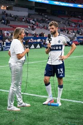 VANCOUVER, CANADA - AUGUST 1: Thomas Muller of Vancouver Whitecaps FC speaks to the media in an interview after the Major League Soccer match between Vancouver Whitecaps FC and Los Angeles FC at BC Place Stadium on August 1, 2026 in Vancouver, British Columbia, Canada.  Copyright: xAmyxElle SPPx Sportspressphoto_SPR199403