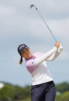 Golf: Women s British Open Nasa Hataoka of Japan plays a shot on the third hole during the third round of the Women s British Open golf tournament on Aug. 1, 2026, at Royal Lytham &amp; St Annes Golf Club in Lytham St Annes, England.  A14AA0005624763P