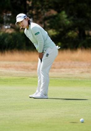 Golf: Women s British Open Mao Saigo of Japan misses a birdie putt on the second hole during the third round of the Women s British Open golf tournament on Aug. 1, 2026, at Royal Lytham &amp; St Annes Golf Club in Lytham St Annes, England.  A14AA0005624770P