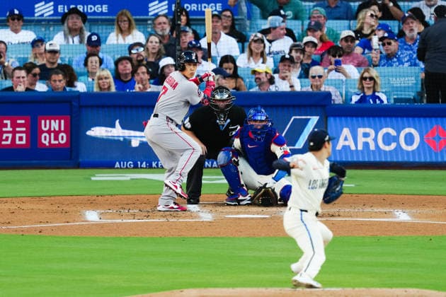 Masataka Yoshida ,(Red Sox) August 1, 2026 Baseball: Masataka Yoshida of the Boston Red Sox during the MLB, Baseball Herren, USA regular season game against Yoshinobu Yamamoto and the Los Angeles Dodgers at Dodger Stadium in Los Angeles, California, USA.  aflo_339837580 TakashixKurosawax