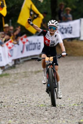 02.08.2026, Monteceneri, Monte Ceneri, 2026 UEC MTB European Championship, EM, Europameisterschaft XCO Women U23 s Final (cross country olympic) Fiona Schibler 2 (SUI) arriving in second position Monteceneri Monte Ceneri Ticino Switzerland *** August 2, 2026, Monteceneri, Monte Ceneri, 2026 UEC MTB European Championship XCO Women U23 Final, Cross-Country Olympic: Fiona Schibler (2, SUI) finishes in second place in Monteceneri, Monte Ceneri, Ticino, Switzerland Copyright: xJustPictures.ch FrancescoxMinghettix jp-en-FrMi-_NG_0967