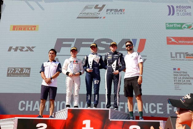 AUTO - CHAMPIONNAT DE FRANCE FFSA F4 2026 - MAGNY-COURS FISHER Autumn (CAN),Mygale M21-F4, portrait BILLARD Lisa (FRA),Mygale M21-F4, portrait JACQUET Jade (FRA),Mygale M21-F4, portrait podium,during the 4th round of the Championnat de France FFSA F4 2026, from July 31 to August 2, 2026 on the Circuit de Nevers Magny-Cours, in Magny-Cours, France -  Copyright: xGREGORYxLENORMANDx