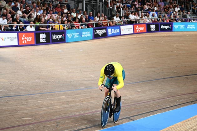 Glasgow 2026 Commonwealth Games Picture by Olly Hassell SWpix.com - 02 08 2026 - Glasgow 2026 Commonwealth Games - Track cycling, Rad, Radsport, Bahnrad, Bahn and Para Track Cycling - Sir Chris Hoy Velodrome, Glasgow, Scotland - Men s 1000m Time Trial Final - Leigh Hoffman of Australia Glasgow Sir Chris Hoy Velodrome Scotland Copyright: x xSWpix.comx(t axPhotographyxHubxLtd)xOllyxHassell SWpix.comx SWP-3030-17576