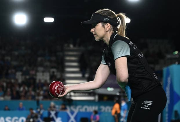 COM26 BOWLS, Teri Blackbourn of New Zealand prepares to bowl during the Para Women™s Pairs B6-B8 Gold Medal match between Australia and New Zealand during the Glasgow 2026 Commonwealth Games at SEC Centre Hall 3 in Glasgow, Scotland, Sunday, August 2, 2026. ( NO ARCHIVING, EDITORIAL USE ONLY Glasgow Scotland United Kingdom  Copyright: xJOELxCARRETTx 20260802186013831049