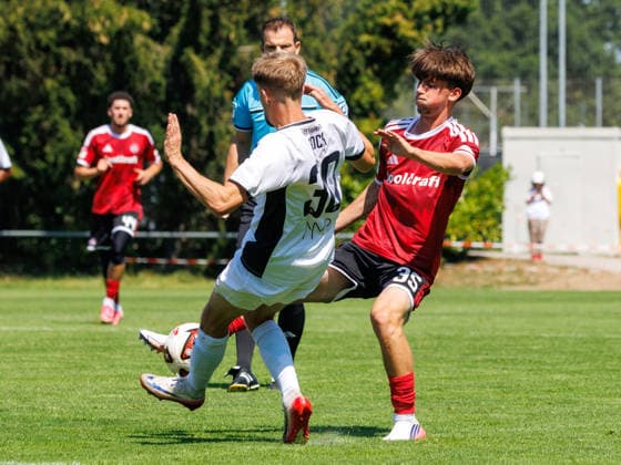 02.08.2026 - Fussball - Saison 2026 2027 - Testspiel Freundschaftsspiel Vorbereitungsspiel: 1. FC Nürnberg Nuernberg FCN ( Club ) - FSV Frankfurt - Sportfoto Zink DaMa - xdaxmax - Corvin Bock (30, FSV Frankfurt ) Marc Kornwachs Barjuan (35, 1. FC Nürnberg FCN ) *** August 2, 2026 Soccer Season 2026–2027 Exhibition Match Friendly Match Preseason Match 1. FC Nürnberg Nuremberg FCN Club FSV Frankfurt Sports Photo Zink DaMa xdaxmax Corvin Bock 30, FSV Frankfurt Marc Kornwachs Barjuan 35, 1 FC Nuremberg FCN