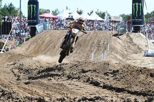 Belgian Brent Van Doninck pictured in action during the motocross MX2 Grand Prix Flanders, race 14 20 of the FIM Motocross World Championship, WM, Weltmeisterschaft Sunday, August 2, 2026, in Lommel. JILLxDELSAUX  x182610987x