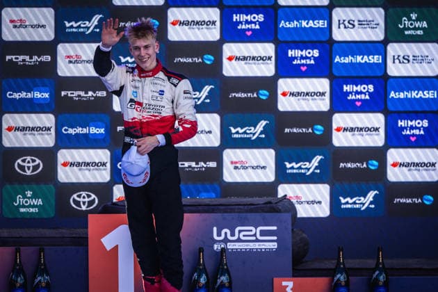 AUTO - WRC, Motorsport Rallye, WM - RALLY FINLAND 2026 PAJARI Sami, SALMINEN Marko, Toyota GR Yaris Rally1, portrait, podium, portrait during the 2026 Rally Finland, 10th round of the 2026 WRC World Rally Car Championship, from July 30 to August 2, 2026 at Jyvaskyla, Finland - JyvaskylaFinland  Copyright: xNikosxKatikisx