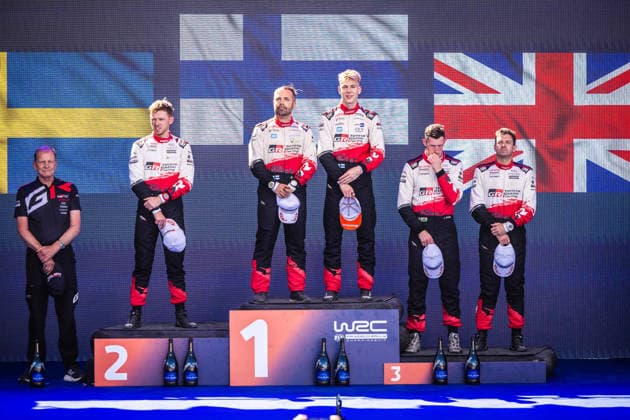 AUTO - WRC, Motorsport Rallye, WM - RALLY FINLAND 2026 PAJARI Sami, SALMINEN Marko, Toyota GR Yaris Rally1, portrait, podium, portrait during the 2026 Rally Finland, 10th round of the 2026 WRC World Rally Car Championship, from July 30 to August 2, 2026 at Jyvaskyla, Finland - JyvaskylaFinland  Copyright: xNikosxKatikisx