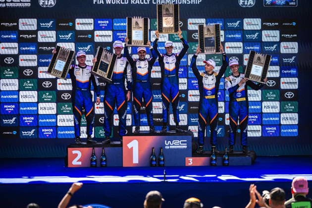 AUTO - WRC, Motorsport Rallye, WM - RALLY FINLAND 2026 MEMBRADO Gil, PEREZ Adrian, Ford Fiesta Rally3, portrait, podium, portrait during the 2026 Rally Finland, 10th round of the 2026 WRC World Rally Car Championship, from July 30 to August 2, 2026 at Jyvaskyla, Finland - JyvaskylaFinland  Copyright: xNikosxKatikisx