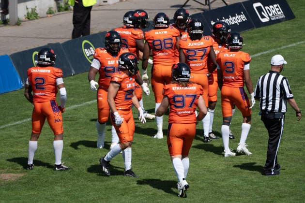 02.08.2026, xhfmx, American Football EFA European Football Alliance, Frankfurt Galaxy - Nordic Storm Galaxy bejubelt einen Touchdown durch Chris Mulumba (Galaxy Frankfurt, 16) (DFL DFB REGULATIONS PROHIBIT ANY USE OF PHOTOGRAPHS as IMAGE SEQUENCES and or QUASI-VIDEO) Frankfurt am Main *** August 2, 2026, xhfmx, American Football EFA European Football Alliance, Frankfurt Galaxy Nordic Storm Galaxy celebrates a touchdown by Chris Mulumba Galaxy Frankfurt, 16 DFL DFB REGULATIONS PROHIBIT ANY USE OF PHOTOGRAPHS as IMAGE SEQUENCES and or QUASI-VIDEO Frankfurt am Main