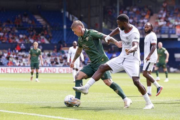 LUTON , 02-08-2026 , Kenilworth Road , season 2026 2027 , Dutch Pre-season football . friendly match between Luton Town and Go Ahead Eagles, final result 0-1, GA Eagles player Victor Edvardsen Luton Town - Go Ahead Eagles (friendly)  x205405993x Copyright: