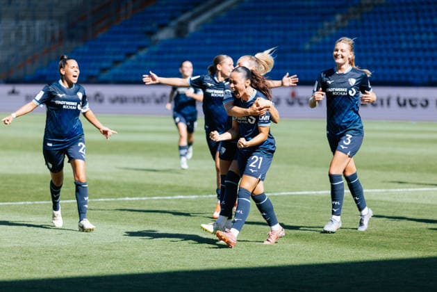 02.08.26, Women, Football, 2.Bundesliga, Season 2026 2027, VFL Bochum 1848 - Hertha BSC, Matchday 1 Anna-Luisa Figueira Marques (21), VfL Bochum goal celebration for the 3:0 BOCHUM Vonovia Ruhrstadion NRW Deutschland