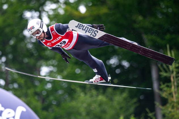 Wisla 02.08.2026 Ski jumping, Skispringen, Ski, nordisch FIS Summer Grand Prix 2026 on Adam Malysz Wisla Malinka Hill. Day 2. Individual Competition --- Skoki Narciarskie. FIS Letnie Grand Prix 2026 na Skoczni im. Adama Malysza w Wisle Malince. Konkurs indywidualny. Dzien 2. . Persons shown : Vladimir Zografski Fot. Kai Taller Arena Akcji NEWSPIX.PL --- newspix.pl POLAND OUT! 