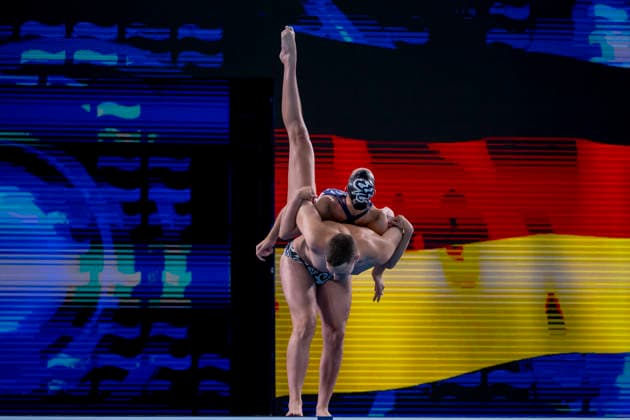 France, Paris, Centre Aquatique Olympique Metropole du Grand Paris, 02.08.2026, European Aquatics Championships Artistic Swimming, Day 3, Mixed Duet Techincal FINAL, Solene Guisard and Robin Wiehn of Germany, Photo by Eibner Pressefoto Tino Henschel European Aquatics Championships Artistic Swimming, Day 3, Mixed Duet Techincal FINAL Paris *** France, Paris, Centre Aquatique Olympique Metropole du Grand Paris, August 2, 2026, European Aquatics Championships – Artistic Swimming, Day 3, Mixed Duet Technical FINAL, Solene Guisard and Robin Wiehn of Germany, Photo by Eibner Pressefoto Tino Henschel European Aquatics Championships Artistic Swimming, Day 3, Mixed Duet Technical FINAL Paris Copyright: xEibnerxPressefotox