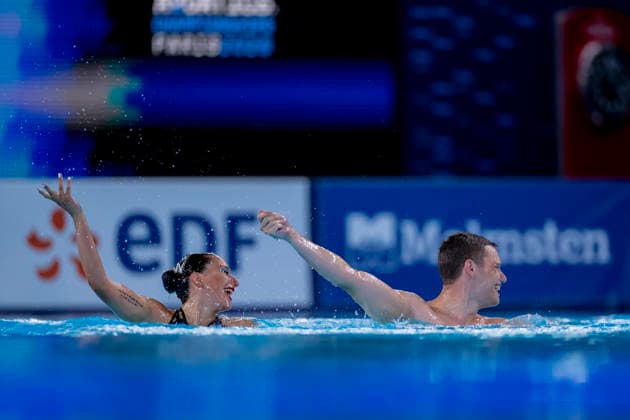 France, Paris, Centre Aquatique Olympique Metropole du Grand Paris, 02.08.2026, European Aquatics Championships Artistic Swimming, Day 3, Mixed Duet Techincal FINAL, Solene Guisard and Robin Wiehn of Germany, Photo by Eibner Pressefoto Tino Henschel European Aquatics Championships Artistic Swimming, Day 3, Mixed Duet Techincal FINAL Paris *** France, Paris, Centre Aquatique Olympique Metropole du Grand Paris, August 2, 2026, European Aquatics Championships – Artistic Swimming, Day 3, Mixed Duet Technical FINAL, Solene Guisard and Robin Wiehn of Germany, Photo by Eibner Pressefoto Tino Henschel European Aquatics Championships Artistic Swimming, Day 3, Mixed Duet Technical FINAL Paris Copyright: xEibnerxPressefotox