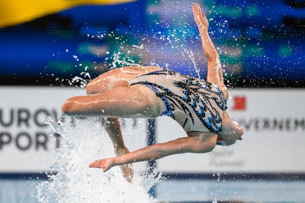 Sport Bilder des Tages Solene Guizard, Robin Wiehn of Germany compete in the artistic swimming Duet Tech Mixed Final during the European Aquatics Championships at the Olympic Aquatic Center in Paris (France), August 2, 2026. Andrea Staccioli