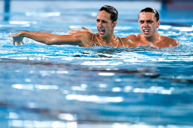 Filippo Pelati, Lucrezia Ruggiero of Italy compete in the artistic swimming Duet Tech Mixed Final during the European Aquatics Championships at the Olympic Aquatic Center in Paris (France), August 2, 2026. Andrea Staccioli