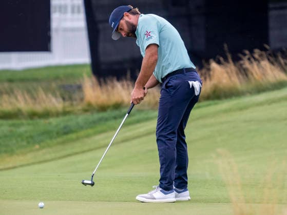 DETROIT, MI - AUGUST 02: Stephan Jaeger (GER) putts the ball during the final round of the Rocket Classic at Detroit Golf Club on August 02, 2026, in Detroit, Michigan. (Photo by Joseph Weiser Icon Sportswire) GOLF: AUG 02 PGA, Golf Herren Rocket Classic EDITORIAL USE ONLY Icon260802009