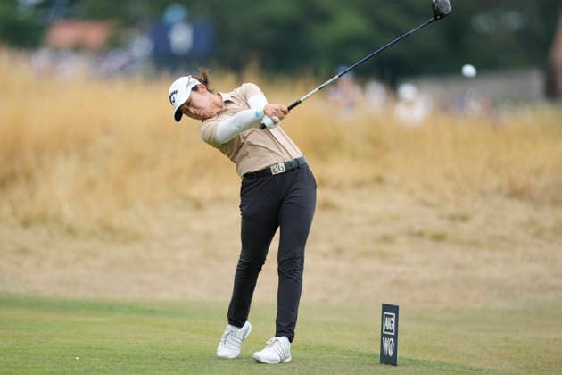 LYTHAM, ENGLAND - AUGUST 2: Jing Yan (USA) plays from the third tee during Round 4 at the 50th AIG Women™s Open Championship at the Royal Lytham and St Anne™s Golf Club, Lytham on August 2, 2026 in Lancashire, England The 50th AIG Women™s Open Championship