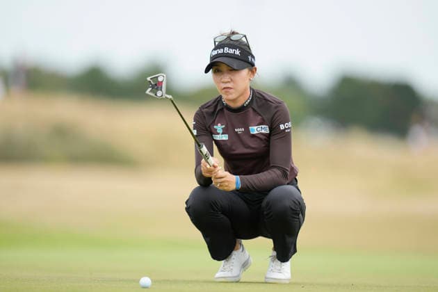 LYTHAM, ENGLAND - AUGUST 2: Lydia Ko (NZL) lines up a putt on the fourth green during Round 4 at the 50th AIG Women™s Open Championship at the Royal Lytham and St Anne™s Golf Club, Lytham on August 2, 2026 in Lancashire, England The 50th AIG Women™s Open Championship