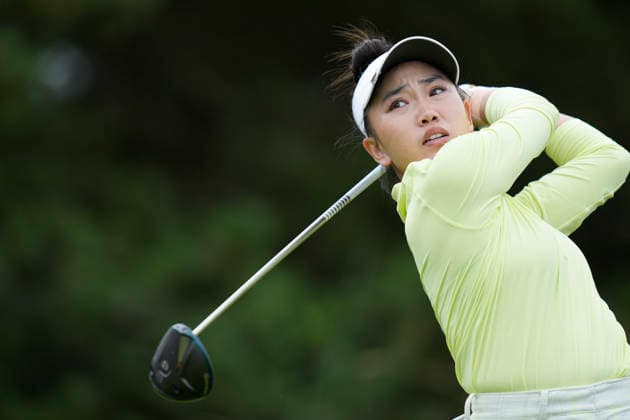 LYTHAM, ENGLAND - AUGUST 2: Lucy Li (USA) plays from the seventh tee during Round 4 at the 50th AIG Women™s Open Championship at the Royal Lytham and St Anne™s Golf Club, Lytham on August 2, 2026 in Lancashire, England The 50th AIG Women™s Open Championship
