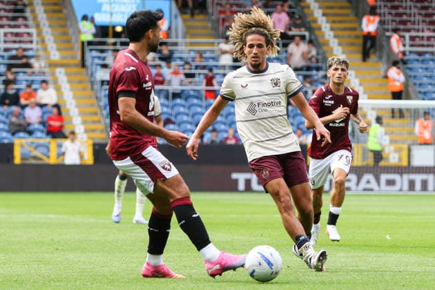 BURNLEY, ENGLAND - AUGUST 2: Hannibal Mejbri of Burnley during the pre-season friendly match between Burnley and Torino at Turf Moor on August 2, 2026 in Burnley, England.  Copyright: xSeanxChandlerx xSPPx Sportspressphoto_SPR199437
