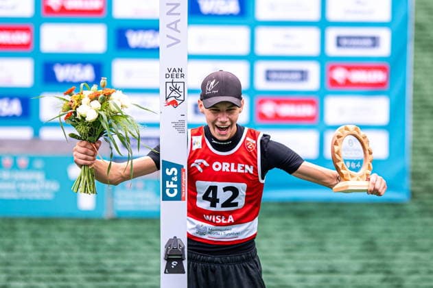 Wisla 02.08.2026 Ski jumping, Skispringen, Ski, nordisch FIS Summer Grand Prix 2026 on Adam Malysz Wisla Malinka Hill. Day 2. Individual Competition --- Skoki Narciarskie. FIS Letnie Grand Prix 2026 na Skoczni im. Adama Malysza w Wisle Malince. Konkurs indywidualny. Dzien 2. . Persons shown : Kaimar Vagul Fot. Kai Taller Arena Akcji NEWSPIX.PL --- newspix.pl POLAND OUT! 