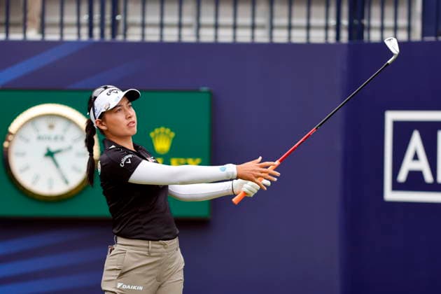 RECORD DATE NOT STATED 2nd August 2026; Royal Lytham and St Annes Golf Club, Lytham St Annes, Lancashire, England; AIG Womens Open Championship Golf Final Day; Jeeno Thitikul (THA) plays her drive on the 1st hole AlanxMartin