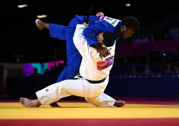 COM26 JUDO, Paula Monta of Tonga during the Mens Judo +100 kg Bronze medal match against John Messe A Bessong of Canada during the Glasgow 2026 Commonwealth Games at SEC Centre Hall 4 in Glasgow, Scotland, Sunday, August 02 , 2026. ( NO ARCHIVING, EDITORIAL USE ONLY Glasgow Scotland United Kingdom  Copyright: xJOELxCARRETTx 20260803111049810227