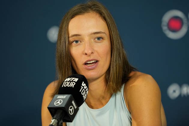 National Bank Open 2026 - Day 2 TORONTO, CANADA - AUGUST 2 : Iga Swiatek of Poland attends a press conference, PK, Pressekonferenz during the WTA, Tennis Damen 1000 National Bank Open in Toronto, Ontario, Canada on August 2, 2026. Mert Alper Dervis Anadolu Ontario Canada. Editorial use only. Please get in touch for any other usage.  Copyright: x2026xAnadoluxMertxAlperxDervisx