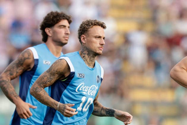 SSC Napoli preseason 2026-27 in Castel Di Sangro Napoli s Dutch midfielder Noa Lang during SSC Napoli s 2026-27 preseason training camp in Castel Di Sangro, Abruzzo, Italy. August, 02, 2026. _BPH2033 Copyright: xAntonioxBalascox