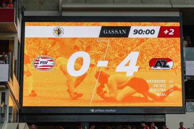 AZ Alkmaar schlaegt den PSV Eindhoven mit 4:0. PSV Eindhoven vs. AZ Alkmaar, Fussball, Johan Cruijff Schaal, Saison 2026 2027, 02.08.2026 PSV Eindhoven vs. AZ Alkmaar, Fussball, Johan Cruijff Schaal, Saison 2026 2027, 02.08.2026 Eindhoven *** AZ Alkmaar beats PSV Eindhoven 4–0 PSV Eindhoven vs. AZ Alkmaar, Soccer, Johan Cruijff Schaal, 2026–2027 Season, August 2, 2026 PSV Eindhoven vs. AZ Alkmaar, Soccer, Johan Cruijff Shield, 2026–2027 Season, August 2, 2026 Eindhoven Copyright: xEibner-Pressefoto ThomasxHaeslerx EP_THR