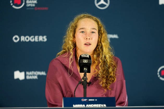 National Bank Open 2026 - Day 2 TORONTO, CANADA - AUGUST 2 : Mirra Andreeva attends a press conference, PK, Pressekonferenz during the WTA, Tennis Damen 1000 National Bank Open in Toronto, Ontario, Canada on August 2, 2026. Mert Alper Dervis Anadolu Ontario Canada. Editorial use only. Please get in touch for any other usage.  Copyright: x2026xAnadoluxMertxAlperxDervisx
