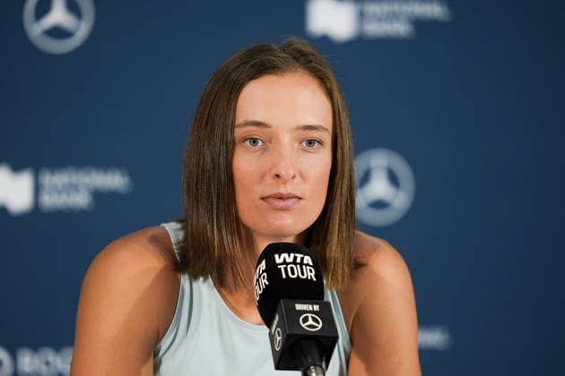 Iga Swiatek press conference, PK, Pressekonferenz WTA, Tennis Damen Masters 1000 National Bank Open Toronto 2026 Iga Swiatek of Poland during a press conference ahead of her next match on Tuesday 4th for the Women™s Singles round of 64 match the WTA Masters 1000 National Bank Open at Sobeys Stadium. on August 2, 2026 in Toronto, Canada. (Photo by Leonardo Ramirez Eyepix Group) Copyright: xLeonardoxRamirezx xEyepixxGroupx LR02082026-09321