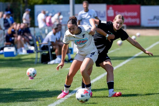 v.li.: Madita Röhrl (TSG II, 8), Melina Reuter (Viktoria, 7), Zweikampf, Spielszene, Duell, duel, tackle, tackling, Dynamik, Action, Aktion, 02.08.2026, St. Leon-Rot (Deutschland), Fussball, 2. Frauen-Bundesliga, TSG 1899 Hoffenheim U20 - FC Viktoria Berlin, DFB DFL REGULATIONS PROHIBIT ANY USE OF PHOTOGRAPHS AS IMAGE SEQUENCES AND OR QUASI-VIDEO. *** v li Madita Röhrl TSG II, 8, Melina Reuter Viktoria, 7, tackle, game scene, duel, tackle, tackling, dynamism, action, 02 08 2026, St. Leon-Rot, Germany, soccer, Women’s Bundesliga 2, TSG 1899 Hoffenheim U20 vs. FC Viktoria Berlin, DFB and DFL regulations prohibit any use of photographs as image sequences and or quasi-video xozx