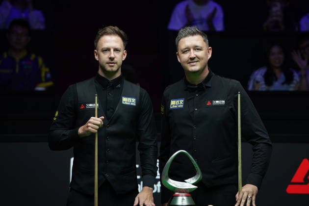 SHANGHAI, CHINA - AUGUST 02: Kyren Wilson of England and Judd Trump of England pose for a photo prior to the Final match on Day 7 of the 2026 Snooker Shanghai Masters at Luwan Gymnasium on August 2, 2026 in Shanghai, China.  Copyright: xTaixChengzhex 111657727914