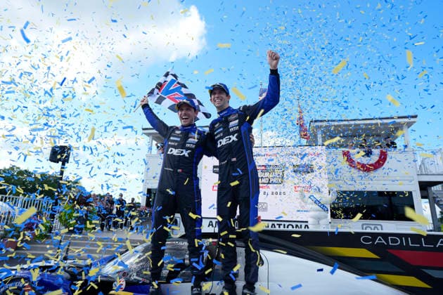 August 2, 2026, Elkhart Lake, Wisconsin, USA: Filipe Albuquerque and Ricky Taylor, drivers of the 10 Wayne Taylor Racing Cadillac GTP, celebrate in Victory Lane after winning IMSA 6 hour sportscar race at Road America. Elkhart Lake USA - ZUMAd212 20260802_zsp_d212_027 Copyright: xRichardxDolex