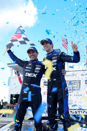 August 2, 2026, Elkhart Lake, Wisconsin, USA: Filipe Albuquerque and Ricky Taylor, drivers of the 10 Wayne Taylor Racing Cadillac GTP, celebrate in Victory Lane after winning IMSA 6 hour sportscar race at Road America. IMSA, Road America  - ZUMAd212 20260802_zsp_d212_034 Copyright: xRichardxDolex