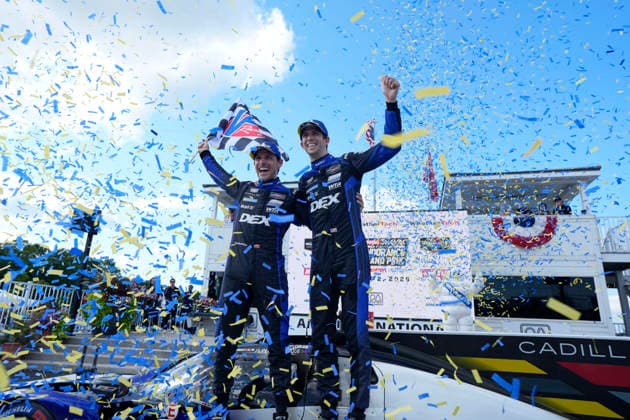 August 2, 2026, Elkhart Lake, Wisconsin, USA: FILIPE ALBUQUERQUE and RICKY TAYLOR, drivers of the 10 Wayne Taylor Racing Cadillac GTP, celebrate in Victory Lane after winning IMSA 6 hour sportscar race at Road America. GPT 2026: IMSA 6 Hour  - ZUMAd212 20260802_zsp_d212_032 Copyright: xRichardxDolex