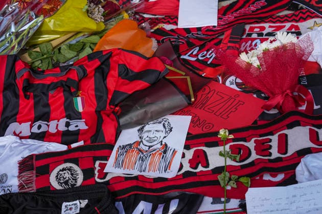 Football, Italy, mourning for Franco Baresi outside AC Milan’s headquarters