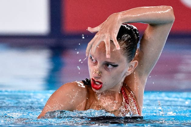 Barbora Kalvodova of Czechia competes in the Artistic Swimming Women s Solo Free Final with the coach during the European Aquatics Championships at the Olympic Aquatic Center in Paris (France), August 3, 2026. Andrea Masini Deepbluemedia Insidefoto