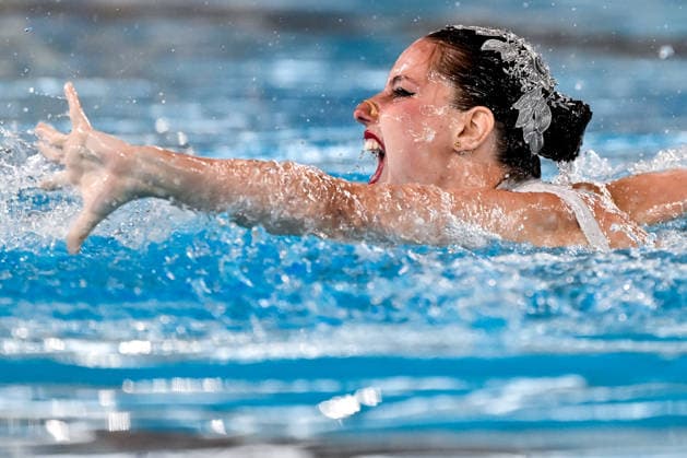 Iris Tio Casas of Spain competes in the artistic swimming Solo Free Women Final during the European Aquatics Championships at the Olympic Aquatic Center in Paris (France), August 3, 2026. Andrea Masini Deepbluemedia Insidefoto