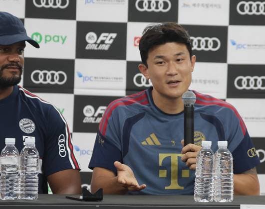 SKO, Kim Min-jae (FC Bayern Muenchen, 3), Pressekonferenz FC Bayern Muenchen vor dem Testspiel bei Jeju SK, Saison 2026-27, 03.08.2026 Bayern Muenchen Suedkorea *** SKO, Kim Min-jae, FC Bayern Munich, 3, FC Bayern Munich press conference ahead of the friendly match against Jeju SK, 2026–27 season, March 8, 2026, Bayern Munich, South Korea Copyright: xEibner-Pressefotox EP_JNL