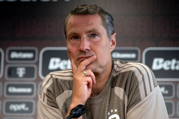 Sparta coach Brian Priske at a press conference, PK, Pressekonferenz ahead of the opening match of the third qualifying round of the Champions League between Sparta Prague and Olympique Lyon, Prague, August 3, 2026. (CTKxPhoto KaterinaxSulova) CTKPhotoP2026080303146  CTKPhotoP2026080303146