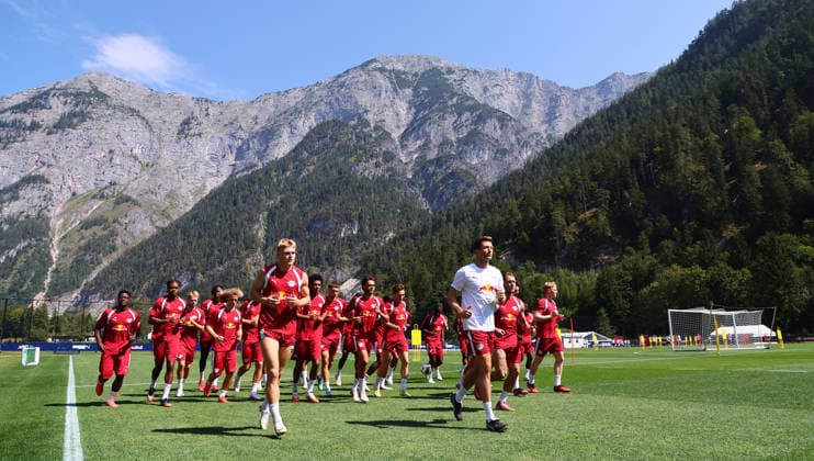 RB Leipzig - AUT Trainingslager Bundesliga Saalfelden, 03.08.2026, Gut Brandlhof, Fussball, Bundesliga, GER , RB Leipzig - Trainingslager in Saalfelden am Steinernen Meer AUT. , Im Bild: Mannschaft von RB Leipzig , *** RB Leipzig (AUT) Training Camp, Bundesliga, Saalfelden, August 3, 2026, Gut Brandlhof, Soccer, Bundesliga, GER, RB Leipzig training camp in Saalfelden am Steinernen Meer (AUT), Pictured: the RB Leipzig team, Picture Point