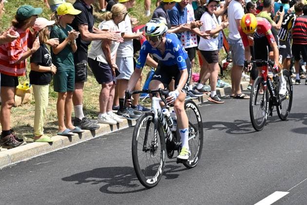 03.08.2026 --- Col de la Faucille, Frankreich --- Radsport --- Tour De France Femmes --- 3. Etappe von Genf Passy nach Poligny --- --- Liane Lippert (Movistar Team) am Col de la Faucille Tour De France Femmes stage 3 *** August 3, 2026 Col de la Faucille, France Cycling Tour de France Femmes Stage 3 from Geneva-Passy to Poligny Liane Lippert, Movistar Team, at the Col de la Faucille, Tour de France Femmes, Stage 3