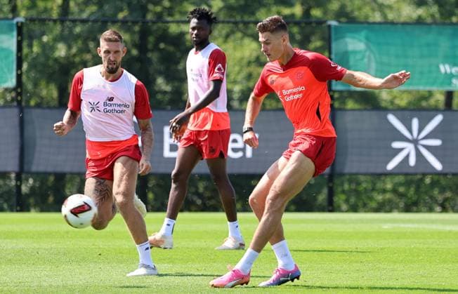 GER, Trainingslager Bayer 04 Leverkusen - Blankenhain 03.08.2026, Blankenhain, GER, Saison 2026 2027, 1.Bundesliga, Bayer 04 Leverkusen - Trainingslager im Bild Patrik Schick am Ball DFL regulations prohibit any use of photographs as image sequences and or quasi-video *** GER, Bayer 04 Leverkusen Training Camp in Blankenhain, August 3, 2026, Blankenhain, GER, 2026–2027 Season, Bundesliga 1, Bayer 04 Leverkusen Training Camp in Pictures: Patrik Schick with the Ball. DFL regulations prohibit any use of photographs as image sequences and or quasi-video content.