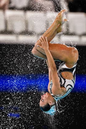 Athletes of team Greece compete in the Artistic Swimming Team Free Final during the European Aquatics Championships at the Olympic Aquatic Center in Paris (France), August 3, 2026. Andrea Staccioli